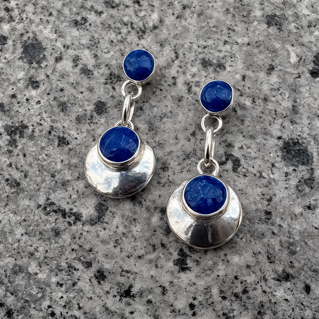 Aros de Plata y Lapiz Lazuli Mar profundo